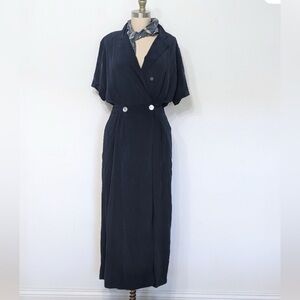 (60) vtg 90s silk french day dress